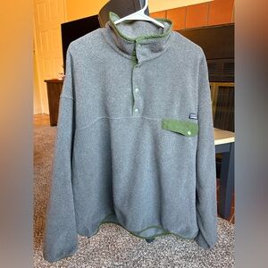 Patagonia Gray Fleece Jacket with Green Trim